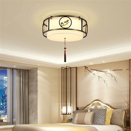 双庆新中式全铜吸顶灯禅意茶室吸顶灯中国风餐厅卧室书房全铜灯具
