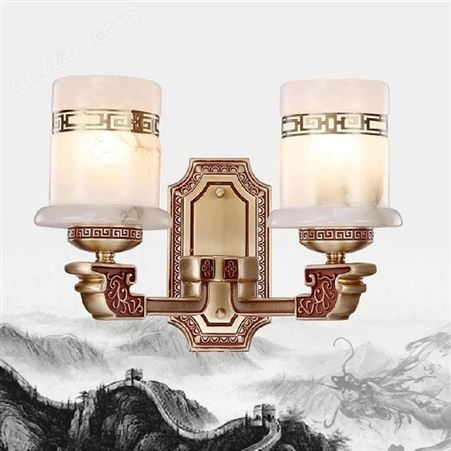 新中式全铜壁灯 西班牙天然云石灯 酒店别墅客餐厅卧室床头装饰壁灯