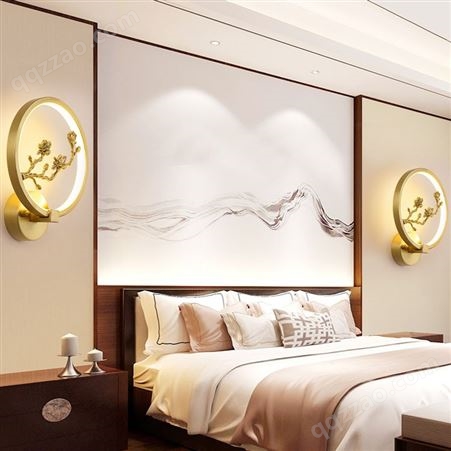 全铜床头壁灯创意过道灯双庆简约现代真云石客厅背景墙壁灯具