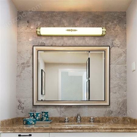新中式全铜镜前灯 浴室卫生间洗手台梳妆台灯 双庆灯饰长条LED简约化妆灯