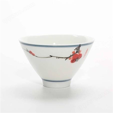 景德镇青花山水手绘小茶杯创意品茗杯小茶碗 小碗杯功夫茶具小杯