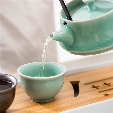 游子凝香有礼有节青瓷整套家用茶具一壶两杯小套泡茶器陶瓷会客茶具