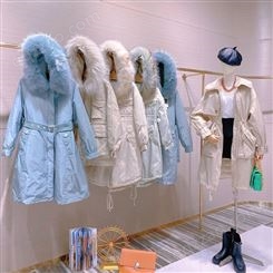 卡嘉茜2021年冬季新款加厚白鸭绒休闲羽绒派克服 品牌女装尾货清仓货源