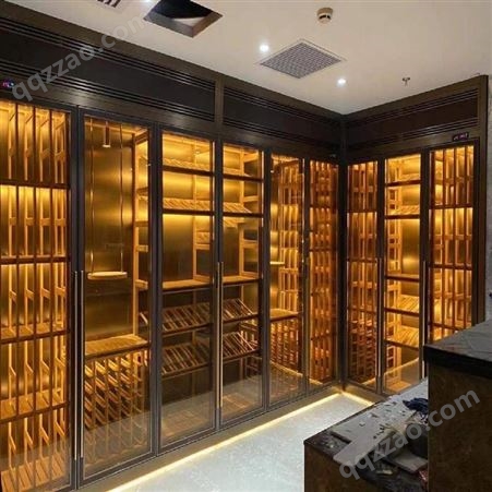 沐晟钢业 厂家定制不锈钢酒柜 商用立式陈列葡萄酒柜 私人金属酒窖展示柜