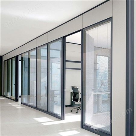 青岛玻璃隔断墙 办公室高隔断 铝合金百叶窗成品 双层钢化玻璃屏风