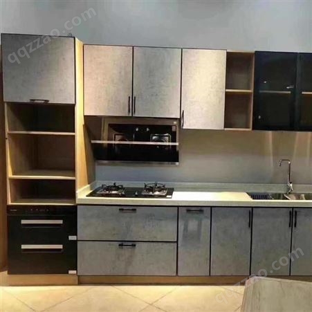 铝唯整体厨房家具定制 铝合金厨房橱柜吊柜门板 田园风L型厨柜