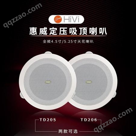 Hivi/惠威 TD205 定压吸顶喇叭工程酒店音箱嵌入式天花4.5寸音响