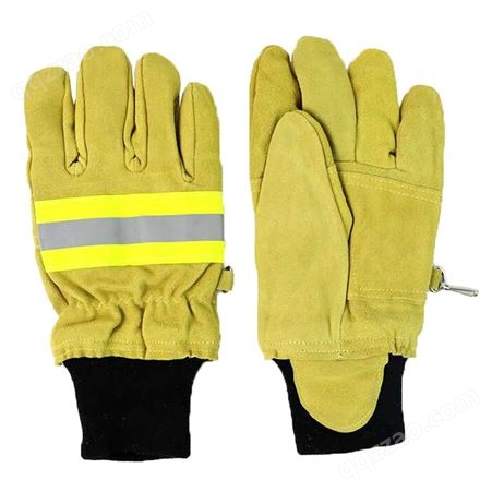 欧标消防救援手套EN659牛皮阻燃防水隔热训练消防防护灭火手套