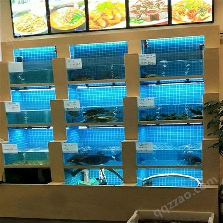 杭州定做海鲜缸-酒店养鱼池-生态海鲜鱼缸-大型玻璃鱼缸-专业定做海鲜池--鑫欣水族-饭店专用鱼缸