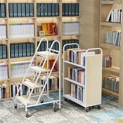 柜都 学校图书馆书店推车 v型二三层双面移动平板档案手推取书车