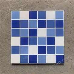 蓝白格子马赛克陶瓷抛晶瓷砖 群舜浴室游泳砖