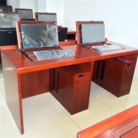 托克拉克铁路电教室电脑桌工厂供应显示器翻转电脑课桌机房新型桌
